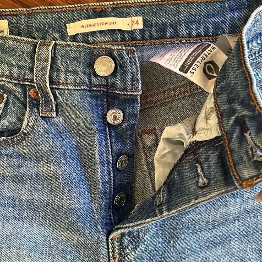 Levi’s Wedgie Straight Button Fly Classic Blue Mom Jeans Size 24 - Picture 4 of 14